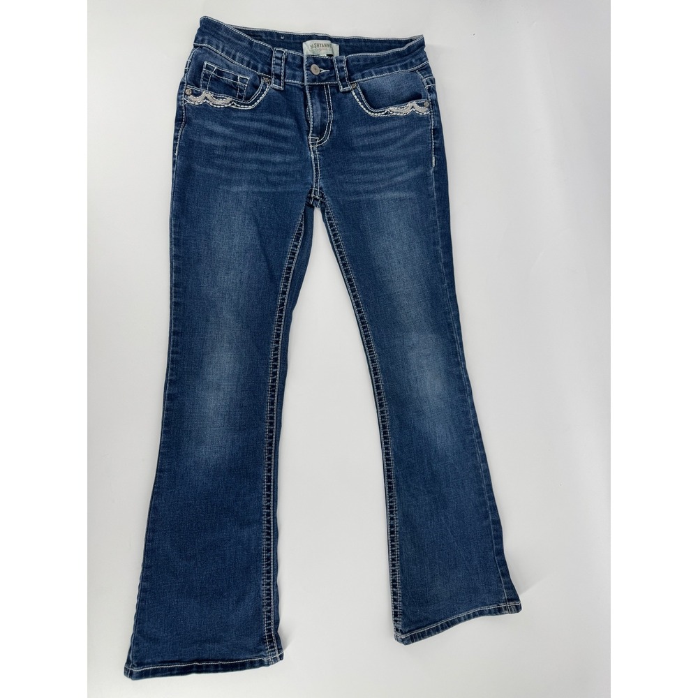 Shyanne Girls Blue Bootcut Jeans Size 12 Embroidered Sequin Pockets Western